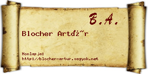 Blocher Artúr névjegykártya